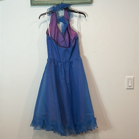 Vintage 60s ruffle faux wrap halter a line midi dress women’s size small / 4 - Picture 9 of 9